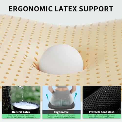 Latex Seat Cushion for Herman Miller Aeron Chair, Natural Latex Ergonomic Office Chair Pad, Fits Graphite/Carbon Color