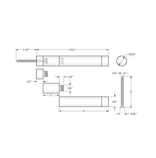 Deltana BDS450U4 Extension Baseboard Door Bumper; Solid Brass; Brushed Brass Finish