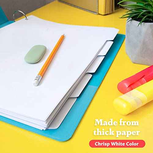 3 Ring Binder Dividers with Tabs - (Set of 40) x 5 Tab Dividers, White, Reinforced Edge - Ideal for Keeping Your Documents Neat and Professional