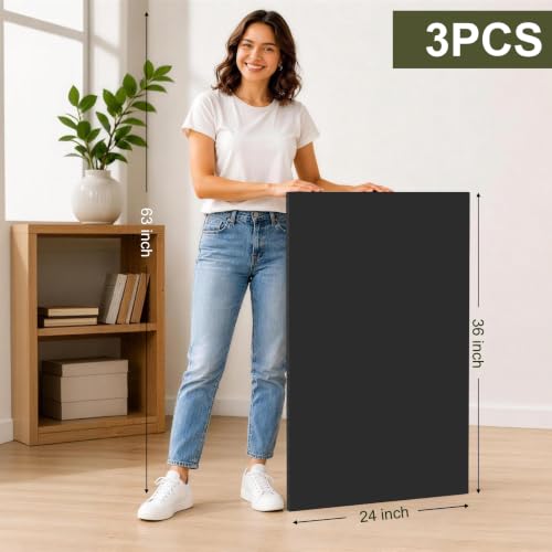 Ndsox 3 Pack Black Foam Board 24"x36", 0.23" Thick Core Poster