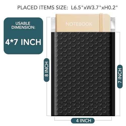 METRONIC Bubble Mailers 4x8 Inch 200 Pack Padded Envelopes Usable Size 4x7 Waterproof Black Padded Mailer Self Seal Adhesive Bubble Envelopes for Shipping Jewelry, Makeup, Small Business