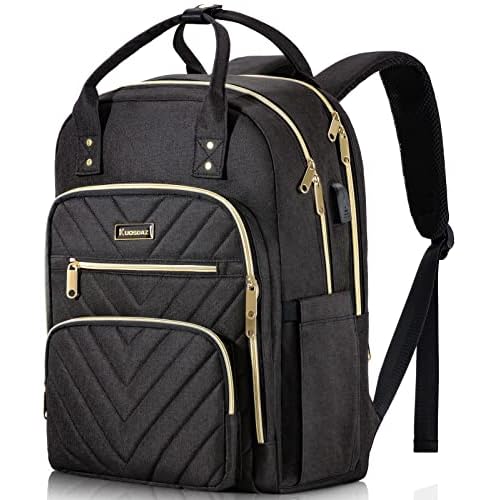 Laptop Backpack for Women Men, School Backpacks for Teens Girls Boys, 17.3 Inch Work Laptop Bag with USB Port Charging, Water Resistant College Bookbags for Girls, Black
