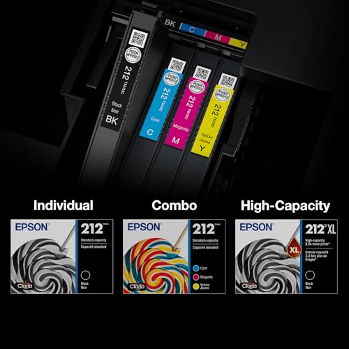 EPSON 212 Claria Ink Standard Capacity Black & Color Cartridge Combo Pack (T212120-BCS) Works with WorkForce WF-2830, WF-2850, Expression XP-4100, XP-4105