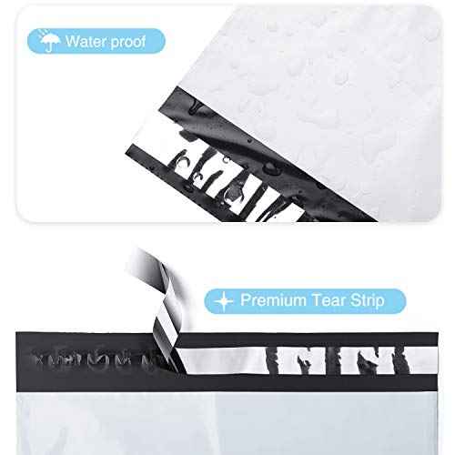 Fuxury Poly Mailers 10x13 Inch 100 Pack,Shipping Bags for Clothing,Strong Adhesive Mailing Envelopes,Heavy Duty Self Seal Plastic Postal Return Package Bags for Books Accessories Business,White
