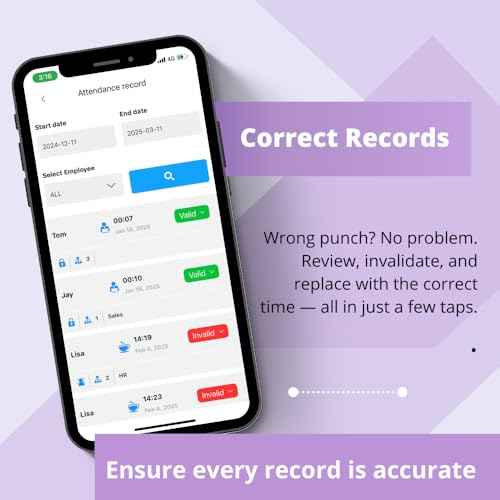 App-Based Time Clock for Small Business with 10 IC Cards ? Clock in Machine for Employee Fingerprint Attendance, Time Card Machine No Monthly Fee, iOS/Android Compatible