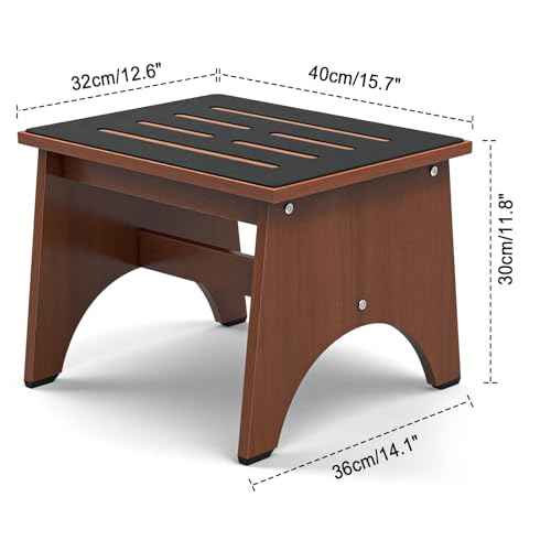 One Step Stool for Adults Seniors with Non-Slip Rubber Step Surface, 11.8" Heavy Duty Wooden Stepping Stools with 450 LBS Capacity for Bedroom Kitchen Bathroom