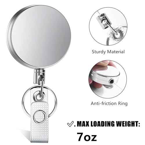 RHBLME 25 Pack Heavy Duty Metal Badge Reel with Clip & Key Ring, Retractable for Nurses, Teachers, Students, Workers