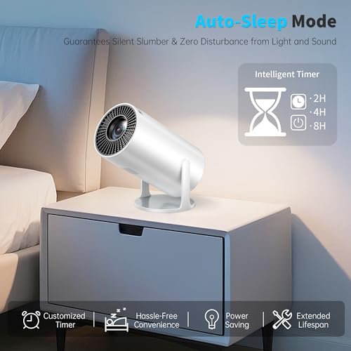 Mini Projector Portable Proyector 4K Support, Full HD 1080P Small Projector with 270¡Æ Rotatable Stand, Movie Projector Compatible with TV Stick/Smartphone/HDMI/USB for Bedroom/ Outdoor Camping