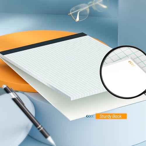 Graph Paper Notebook 8.5 x 11 Grid Paper Pad Quad Ruled, 2 Pack, 30 Sheets per Pad, White, 4x4 (4 Squares per inch), Easy-Tear Perforations, 8.5"x11" Quad Ruled Grid Paper Pad