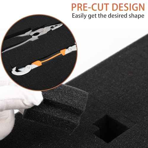 Pre-Cubed Pick & Pluck Foam Sheets - 4-Pack (16"x12"x2") Polyurethane Apart Insert Pads Liners for Toolboxes, Storage Drawer and Crafts