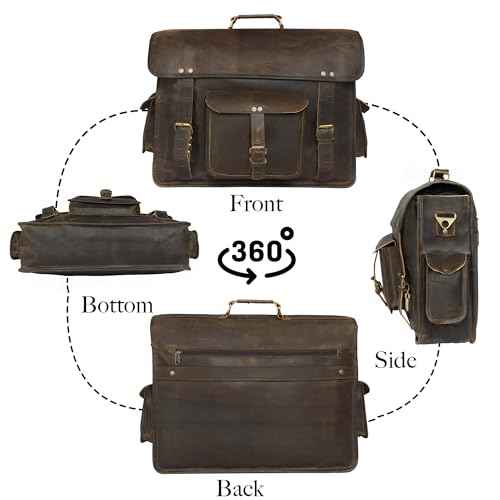 Mens 18 inch Leather Messenger Bag Laptop Vintage Handmade Travel Office Computer Satchel Briefcase For Men and Women