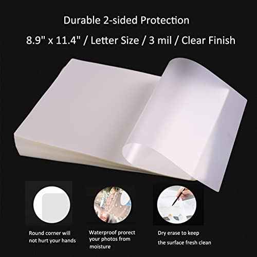 MPRT Laminating Sheets, 3 Mil Clear Thermal Laminating Pouches 8.9 x 11.4 Inches Laminate Sheets Paper for Laminator, 500-Pack