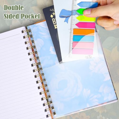 OMEYA Spiral Notebook, 4 Pack A5 Lined Journal for Women, Hardcover Spiral Journal with 2 Pockets, College Ruled Notebooks, Cute Notebook for Office, School Supplies, Gifts (160 Pages, 6.3" x 8.46")