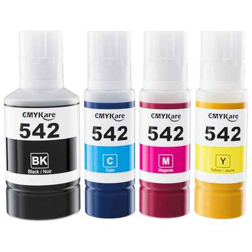 542 Ink Refill Bottles 4 Pack Compatible for Epson Ecotank ET-5850 ET-5150 ET-5800 ET-5180 ET-16600 ET-5170 ET-5880 ET-16650 ST-C8000 ST-C8090 Printer, T542 Pigment Ink Refill Bottles