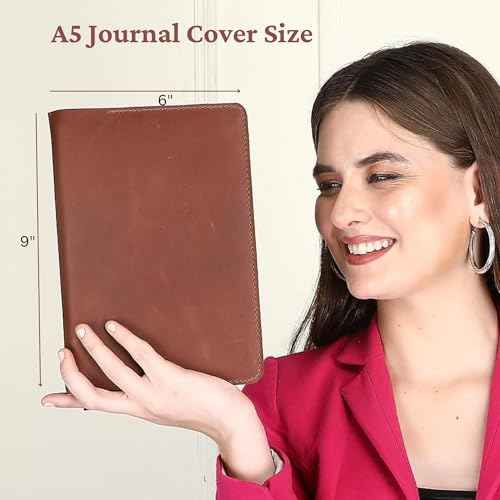 Leather Journal Cover | (5.75"x8.25") Notebook Medium A5 | Refillable Cahier | Leather Bound Journal cover for Travelers Writers | Gift for Anyone :: Tan
