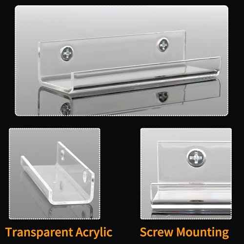 6 Pack Clear Vinyl Record Shelf Wall Mount Acrylic Album Display Holder Storage Hanger CD Floating Shelf for Home Office, 4 Inch