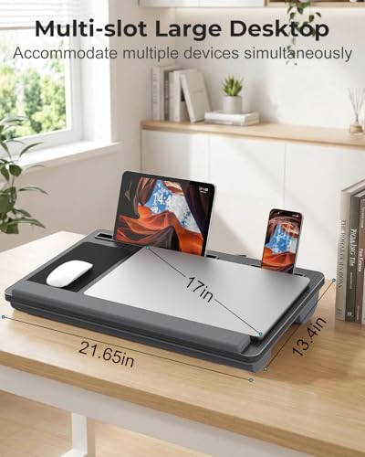 Potuopy Black XL Laptop Lap Desk for 17-Inch Laptops, Portable Bed & Desk Tray
