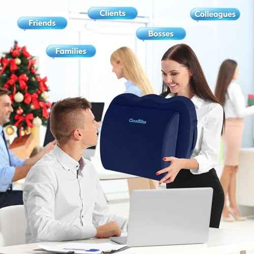 CloudBliss Seat Cushion,Office Chair Cushion,Car Seat Cushion,Lumbar Support Pillow for Office Chair,Back Support Memory Foam Pillow Coccyx Cushion for Tailbone Pain&Sciatica Pain Relief,Blue, X-Large
