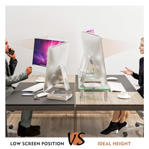Hemudu Clear 2-Pack Adjustable Monitor Riser for LCD LED TV Laptop Stand