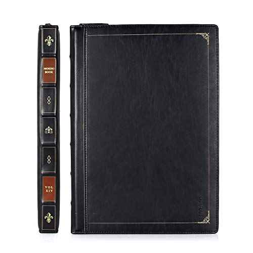 MOSISO Compatible with MacBook Pro 16 inch Case 2025-2021 M4 A3403 A3186 M3 A2991 M2 A2780 M1 A2485/2019 2020 A2141,PU Leather Laptop Sleeve Vintage Retro Zippered Portfolio Protective Cover,Black