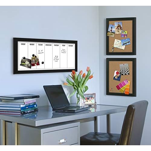 DesignOvation Wyeth Framed Magnetic Dry Erase Weekly Calendar, Black