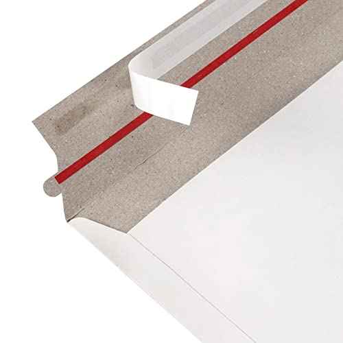 SINJEUN 100 Pack 9x 12 Inch Stay Flat Mailers, 250 gsm Self Seal White Cardboard Envelopes, Stay Flat Envelopes for Files, Photos, Pictures, Papers