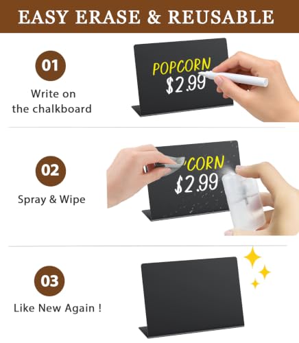 PigPotParty 12 Pcs Indoor Plastic Food Labels for Buffet - 4x3" Mini Chalkboard Signs