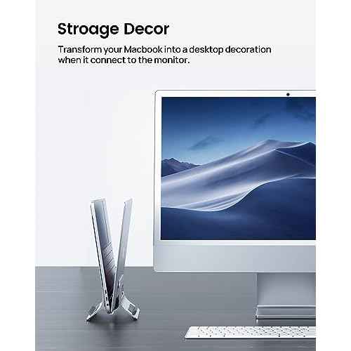 SODI Vertical Laptop Stand for Desk, Gravity Auto Lock Vertical MacBook Stand, Aluminum Laptop Vertical Dock Stand Holder Compatible with MacBook Pro, MacBook Air, Silver