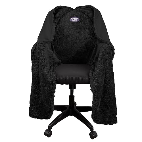SnuggleBack The Original Office Chair Blanket – Black Pattern Fleece, Hands-Free Warmth