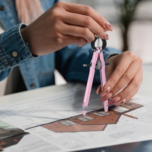Pink EBOOT Math Geometry Set with 6-Inch Compass & Clear Protractor - Kids & Students
