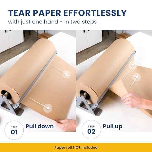 DIY Crew 12 Inch Paper Roll Dispenser and Cutter - Heavy-Duty Wall Mountable, Non Slip Tabletop - Kraft, Freezer, Butcher Paper - Up to 1000ft Rolls