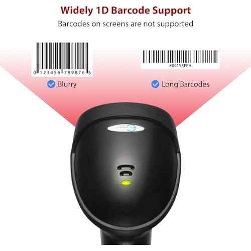 Esky Barcode Scanner with Stand, Wired Handheld Bar Code Scanner with Adjustable Stand, Automatic 1D USB Laser Scanner Support Windows/Mac/Linux for Store, Supermarket, Warehouse, Library