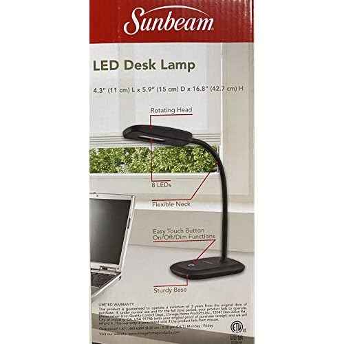 SUNBEAM Flexible Neck LED Desk LAMP Adjustable Light Energy Star Black