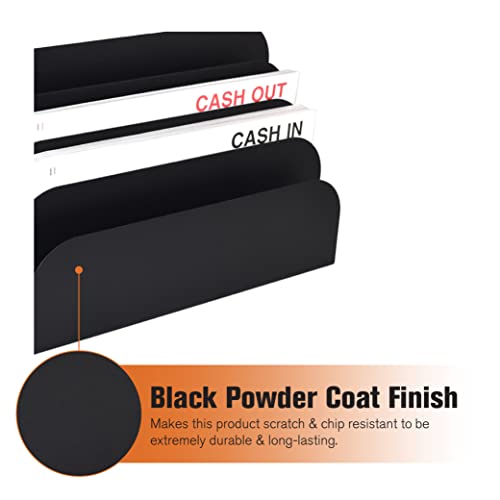 BankSupplies STEELMASTER Steel Cashier Pad Rack - 10 Slot File & Desk Organizer - Paper Organizer - Black Powder Coat Finish - Scratch & Chip-Resistant - Forms, Applications, Deposit Slips & Checks