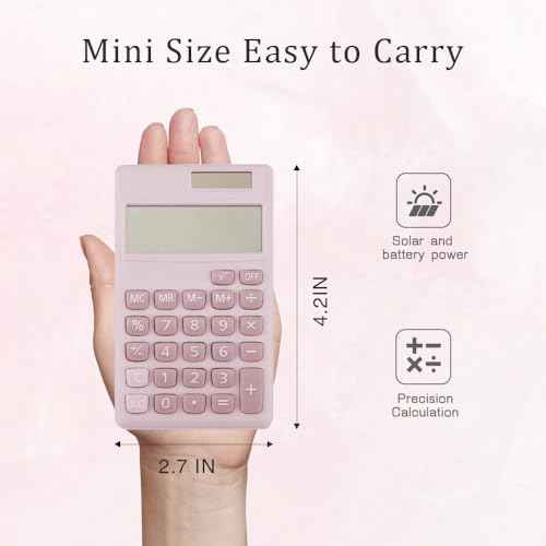 Pink Calculator,Calculator Small,School Supplies Essentials Mini Calculators Cute Solar 4 Function Calculators Basic Calculato for Home Office Supplies,Stocking Stuffers for Teen Girls Boys