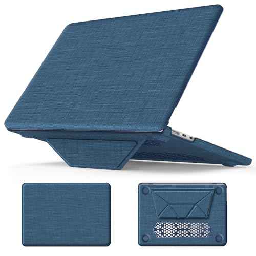 Batianda Fabric Case for New MacBook Air 13 inch 2025 M4 2024 M3 2022 M2 Chip Model A3240 A3113 A2681 High-End Business Design Durable Full Protection with Foldable Triangle Kickstand, Navy Blue