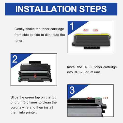 TN650 High Yield Toner Cartridge Black - Replacement for Brother TN-620 TN-650 Toner Work with HL-5370DW HL-5250DN HL-5340D HL-5240 MFC-8480DN MFC-8860DN MFC-8890DW Printer, 1-Pack
