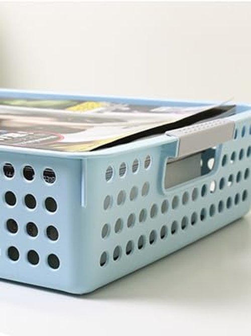 Turn in Trays Classroom, 4Pcs Paper Trays for Classroom, Book Baskets for Library, Drawers, Office, Home (New Blue)