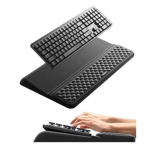 Vaydeer Wrist Rest with Keyboard Stand, Computer Wrist Support Pad, Ergonomic Keyboard Riser Holder Lifter Tray with Wrist Pad, Soft Memory Foam Desk Cushion, Palm Hand Typing for Office Home School