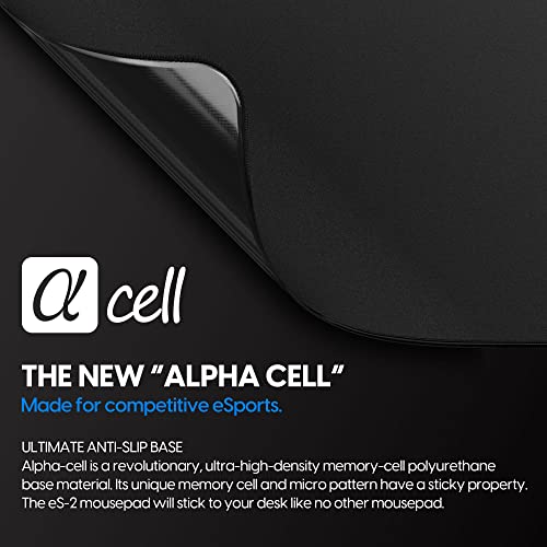 Pulsar - eS2 Esports Professional Level Gaming Mouse Pad/Mat 3mm Thickness Anti-Slip Base Anti-Fray Precision Stitching 19.3in x 16.5in (XL, Black)
