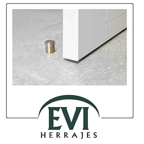 Pack of 2 EVI Door Stoppers |Brass Door Stopper - Screw Fastening - Transparent Rubber Protector - 0.79 x 0.99 Inch Door Stop
