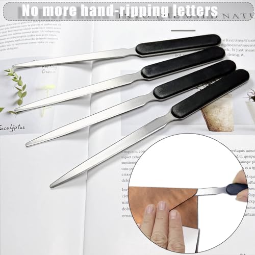 4 Pack Stainless Steel Letter Openers - Office & Home Mail Slitters