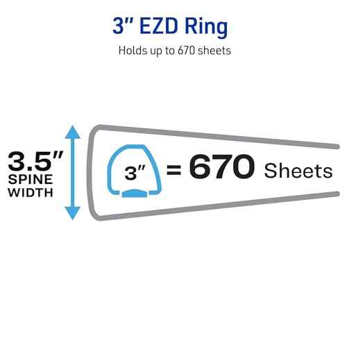 Avery Heavy-Duty View 3 Ring Binder, 3" One Touch EZD Rings, 670-Sheet Capacity, 3.5 Inch Wide Spine, Great for Home, School Supplies, Office, or Organization Needs, 1 White Binder (79193)