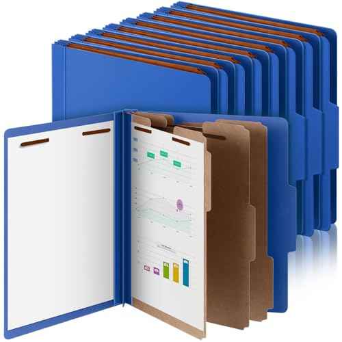 Skyygemm 12 Pcs Classification Folders Letter Size, 3 Divider Pressboard File Folder with Fasteners, Expanding File Organizer Bulk for Teachers, Clergy, Office, Church, Christmas Donations (Dark Blue)