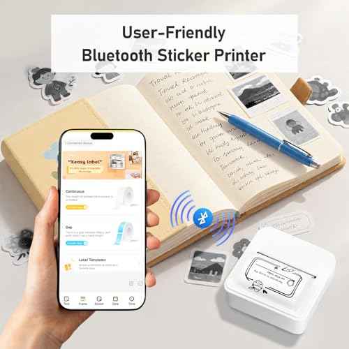 Portable Thermal Mini Sticker Printer: Wireless Bluetooth Label Maker Machine for Small Business Trip Travel Home Office - 2 Inch Label Makers Perfect for iOS & Android Phone