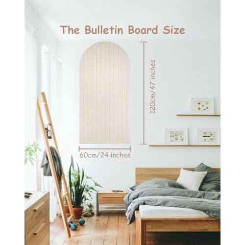 Foldable Bulletin Board, 0.35" Thick Felt Wall Tiles, Large Cork Board with Adhesive Sticker, Round Edges Wall Panels for Office Bedroom Living Room, Decorative Board (Beige, 47x24 inches)