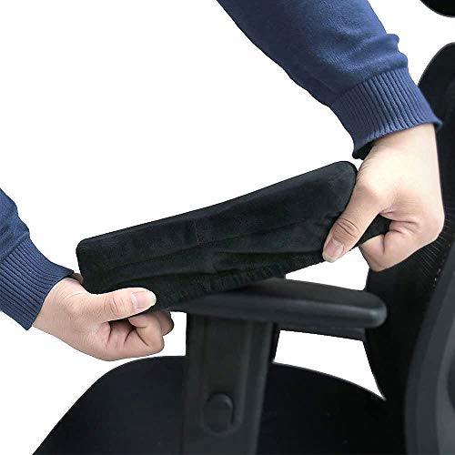 Sunnors Chair Armrest Pads – Memory Foam Elbow Pillow, Black PU (Set of 2) for 6-11 inch Armrests