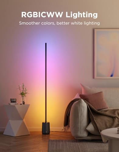 Black Govee Smart RGBIC Floor Lamp 3 Lite Corner Lamp for Living Room