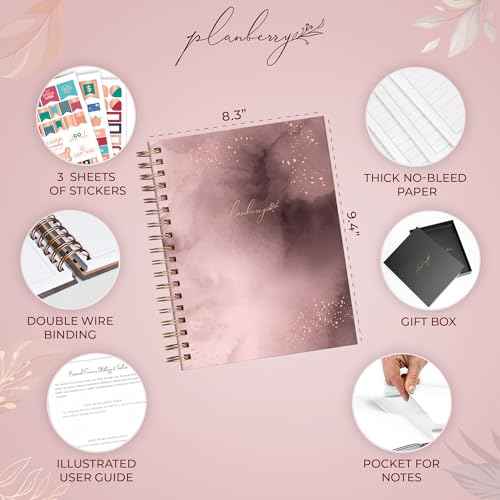 PLANBERRY Large Budget Planner & Monthly Bill Organizer with Pockets ? Budgeting Book, Finance & Expense Tracker, 8.3x9.4¡È (Rose Gold)