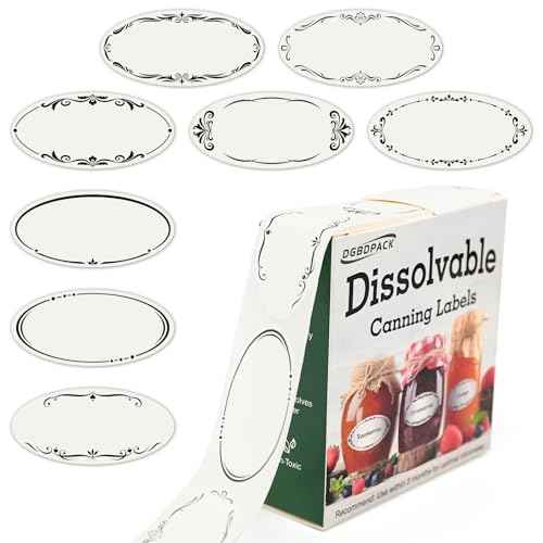 DGBDPACK 200 Dissolvable Canning Labels for Mason Jars, 1 x 2¨û inch Food Labels, Tiny Canning Jar Stickers Removable with Water